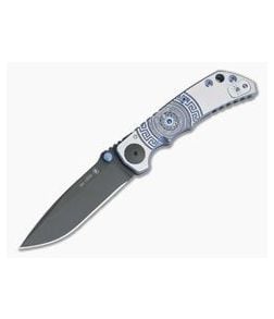 Spartan Harsey Folder Special Edition Blue Spartan Shield Black PVD S35VN - SB-SF5-006 1