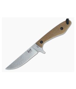 Smith & Sons Spur Stonewashed AEB-L Natural Micarta EDC Fixed Blade SM14AE3101 - SS-SM14AE3101 1