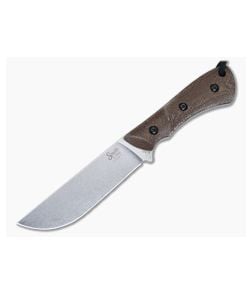 Smith & Sons Delta Fixed Blade Natural Micarta Handle Stonewashed CPM-3V Drop Point Blade SM20128 - SS-SM20128 1