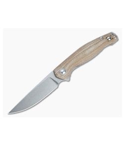 GiantMouse ACE Sonoma V2 Stonewashed Elmax Natural Micarta Liner Lock Flipper - GM-SONOMA-V2-NAT 1