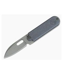 Serge Knife Co. Production Bean Blue Titanium Top Flipper Tumbled M390 - SKC-SP001BNBLU 1