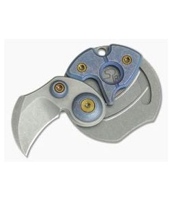 Serge Knife Co. Production Coin Claw Gen 2 Tumbled Blue Titanium Slip Joint Folder M390 - SKC-SP002CCBLU 1