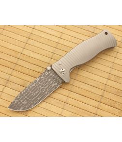 LionSteel SR1 Nichols Lizard Damascus Titanium Handle - LS-SR1DL-GS 1