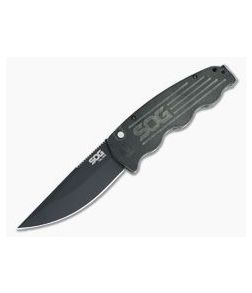 SOG TAC-OPS Black Cerakote Plain S35VN Micarta USA Button Lock Automatic TO1011-BX - SOG-TO1011-BX 1