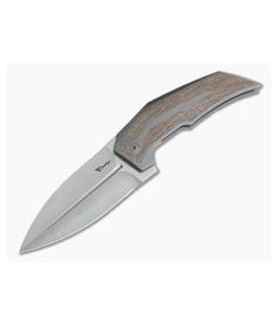 Reate Knives T4000 Tashi Bharucha Brown Canvas Micarta Satin M390 Spear Point Flipper - RK-T4000-BM 1