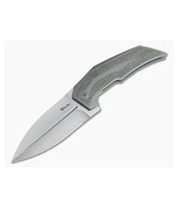 Reate Knives T4000 Tashi Bharucha Green Canvas Micarta Satin M390 Spear Point Flipper - RK-T4000-GM 1