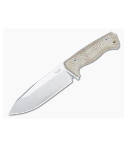 LionSteel T6 Fixed Blade Monolithic Natural Micarta Handle Satin CPM-3V Drop Point - LS-T6-3V-CVN 1