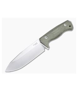 LionSteel T6 Satin K490 Green Canvas Micarta Fixed Blade Knife - LS-T6-CVG 1