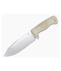 LionSteel T6 Satin K490 Natural Canvas Micarta Fixed Blade Knife - LS-T6-CVN 1