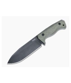 LionSteel T6 Fixed Blade Monolithic Green Micarta Handle Old Black PVD CPM-3V Drop Point - LS-T6B-3V-CVG 1