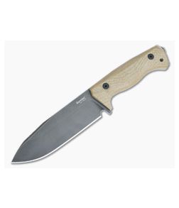 LionSteel T6 Fixed Blade Monolithic Natural Micarta Handle Old Black PVD CPM-3V Drop Point - LS-T6B-3V-CVN 1