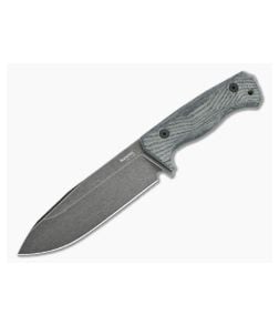 LionSteel T6 Old Black PVD K490 Black Canvas Micarta Fixed Blade Knife - LS-T6B-CVB 1