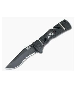 SOG Trident Elite Clip Point Black Serrated AUS-8 Black GRN Piston Lock Assisted Folder TF106-BX - SOG-TF106-BX 1