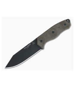 TOPS Trail Seeker Black 1095 Green Canvas Micarta Fixed Blade - TP-TLSR-01 1