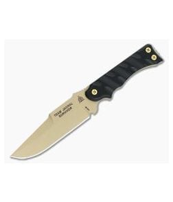 TOPS Knives Team Jackal Survivor Tan 1095 Rocky Mountain Tread Black G-10 - TP-TMJK-5S 1
