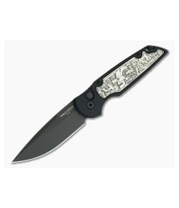 Protech Tactical Response TR-3 Limited Edition Steampunk Inlay Black 154CM Automatic - PT-TR-3.51 1