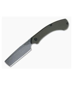 TOPS Tac-Raze 2 Straight Razor Green Canvas Micarta Friction Folding Knife TRAZ-02 - TP-TRAZ-02 1
