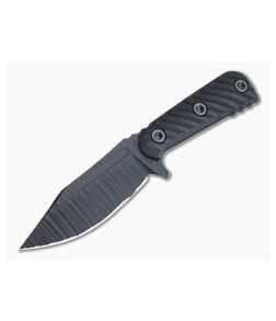 RMJ Tactical UCAP Hand Textured Blackout Cerakote Nitro-V Black G10 Utility Fixed Blade - RMJ-UCAP-BL-02 1