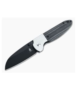 Kizer Vanguard Deviant Black M390 White Bolstered Black Micarta Liner Lock Folder V3575A2 - KC-V3575A2 1