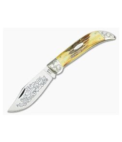 Case XX U.S.A. 3 Dot (1977) Blue Scroll Folding Clasp Knife Engraved (1000 Made) - Mint - CA-V420 1