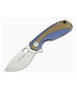 Viper Lille Satin M390 Blue Titanium Liner Lock Flipper Bronze Anodized Overlay V5962BLBR - VK-V5962BLBR 1