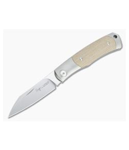 Viper Hug Thiel Design Satin M390 Two Bolsters Natural Micarta Slip Joint Knife V5994CN - VK-V5994CN 1