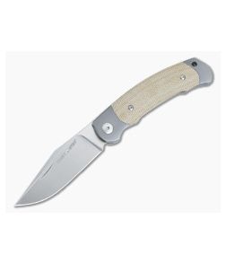 Viper Twin Satin M390 Natural Canvas Micarta Titanium Bolsters Slip Joint Knife V6002CN - VK-V6002CN 1