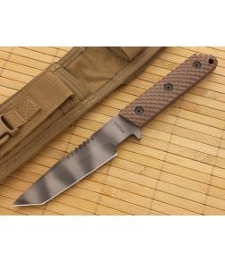 Strider VB Spine Serrations Brown Gunner Grip G10 Tigerstripe - SK-VB-SS-CBG10GGT 1