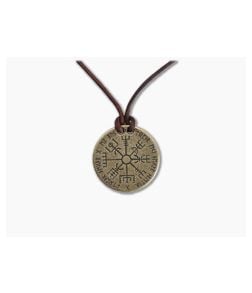 Shire Post Mint Vegvisir Norse Compass Bronze and Leather Necklace - SPM-VEG-BZ-P 1
