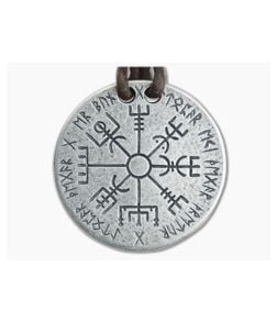 Shire Post Mint Vegvisir Norse Compass Fine Silver and Leather Necklace - SPM-VEG-SV-P 1