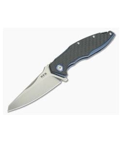 MKM Mikita Burnley Raut M390 Blue Titanium Frame Lock Flipper Carbon Fiber VP01-CB - MKM-VP01-CB 1