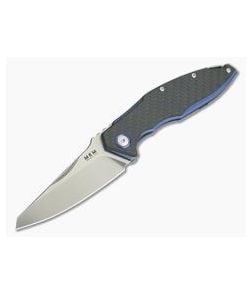 MKM Mikita Burnley Raut M390 Blue Titanium Frame Lock Front Flipper Carbon Fiber VP01-CF - MKM-VP01-CF 1