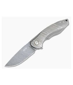 MKM Mikita Voxnaes Timavo Liner Lock Flipper Blasted Milled Titanium Damasteel VP02-D - MKM-VP02-D 1