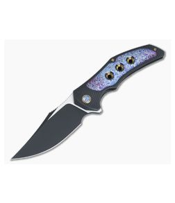 WE Magnetron Frame Lock Flipper Two-Tone Black 20CV Flamed Ti Inlay Black Titanium WE18058-4 - WE-WE18058-4 1