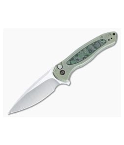 WE Button Lock Kitefin Green Titanium Jungle Wear Inlays Satin 20CV WE19002N-2 - WE-WE19002N-2 1