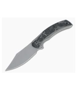 WE Knives Snick Gray Stonewashed 20CV Marbled Carbon Fiber Inlaid Nested Frame Lock Flipper WE19022F-2 - WE-WE19022F-2 1
