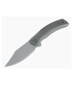 WE Knives Snick Gray Stonewashed 20CV Dark Green Micarta Inlaid Nested Frame Lock Flipper WE19022F-5 - WE-WE19022F-5 1