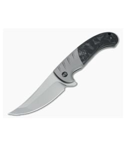 WE Knives x Ochs Curvaceous Blasted 20CV Marbled Carbon Fiber Titanium Flipper WE20012-1 - WE-WE20012-1 1