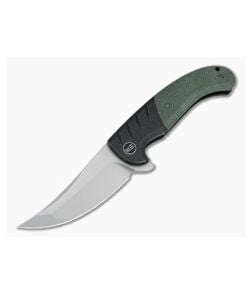 WE Knives x Ochs Curvaceous Blasted 20CV Green Micarta Black Titanium Flipper WE20012-2 - WE-WE20012-2 1