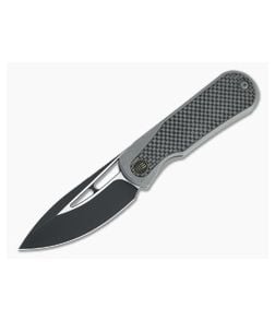 WE Knives x Hel Baloo Front Flipper Black Stonewashed 20CV Carbon Fiber Gray Titanium Folder WE21033-2 - WE-WE21033-2 1