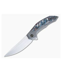 WE Merata Limited Edition Frame Lock Flipper Hand Rubbed Satin 20CV Nebula Fat Carbon Inlay Gray Titanium WE22008B-2 - WE-WE22008B-2 1
