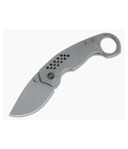 WE Envisage Front Flipper Gray Titanium Handle Stonewashed 20CV Drop Point Blade WE22013-1 - WE-WE22013-1 1
