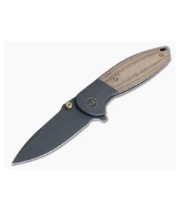 WE Knives Nitro Mini Black Stonewashed 20CV Brown Linen Micarta Titanium Frame Lock WE22015-4 - WE-WE22015-4 1