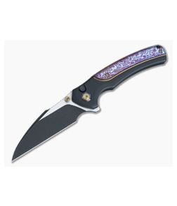 WE Ziffius Limited Edition Button Lock Flipper Two-Tone Black 20CV Flamed Ti Spacer Black Titanium WE22024D-1 - WE-WE22024D-1 1