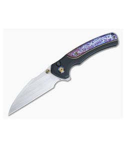 WE Ziffius Limited Edition Button Lock Flipper Hand Rubbed Satin 20CV Flamed Ti Spacer Black Titanium WE22024D-2 - WE-WE22024D-2 1
