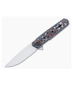 WE Knives Navo Flipper Nebula Fat Carbon Scales Satin 20CV Drop Point WE22026-4 - WE-WE22026-4 1