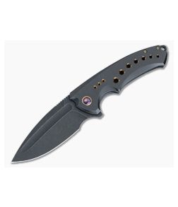 WE Knives Nexusia Frame Lock Flipper Black Titanium Handle Black Stonewashed 20CV Drop Point Blade WE22044-1 - WE-WE22044-1 1