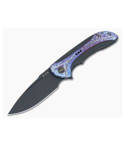 WE Knives Equivik Black Titanium Flipper Flamed Titanium Inlays WE23020-2 - WE-WE23020-2 1