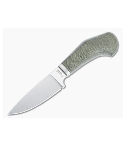 LionSteel Willy EDC Fixed Blade Green Canvas Micarta Handle Satin M390 Drop Point WL1-CVG - LS-WL1-CVG 1