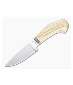LionSteel Willy EDC Fixed Blade Olive Wood Handle Satin M390 Drop Point WL1-UL - LS-WL1-UL 1